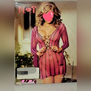 Shirley of Hollywood 💋HOT💋 Striped Fishnet Short Dress